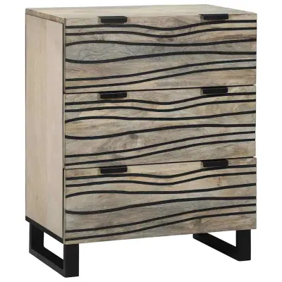 vidaXL Strani šal s predalom Bela 60 x 33.5 x 75 cm Trden mangov les