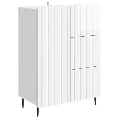 vidaXL Strani šal Bela visok sijaj 66 x 34,5 x 91,5 cm Inženirski les