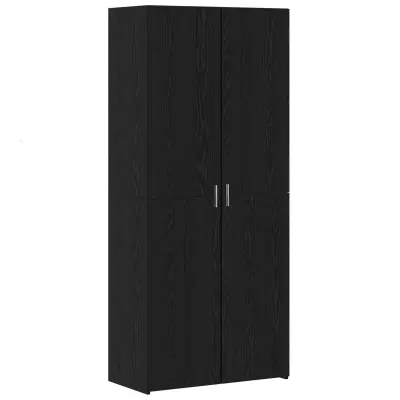 vidaXL Visok predalnik 2 pcs Črna Orehovina 80 x 42 x 185 cm