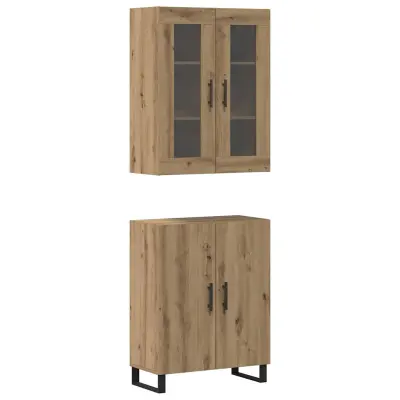 vidaXL Visok predalnik 2 pcs artisan hrast Konstruiran les