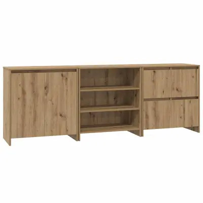 vidaXL Strani šal 3 pcs Umetni hrast 70 x 41 x 75 cm Konstruiran les