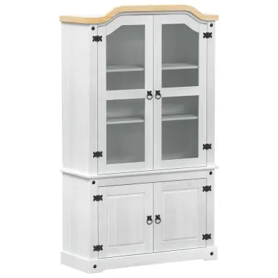 vidaXL Razstavna omara Bela 103,5 x 42 x 180 cm Masivno borovo les
