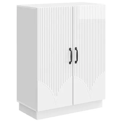 vidaXL Strani šal Bela visok sijaj 66 x 34,5 x 87 cm Inženirski les