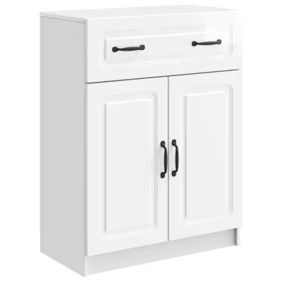 vidaXL Strani šal Bela visok sijaj 66 x 34,5 x 87 cm Inženirski les