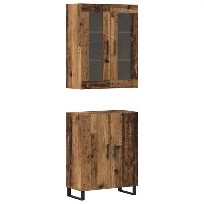 vidaXL Visok predalnik 2 pcs Star les Konstruiran les