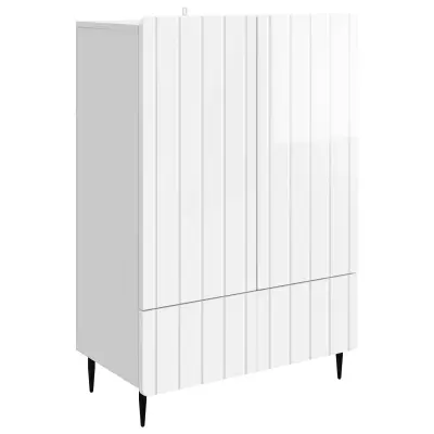 vidaXL Strani šal Bela visok sijaj 66 x 34,5 x 97 cm Inženirski les