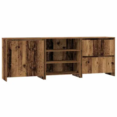 vidaXL Strani šal 3 pcs Star les 70 x 41 x 75 cm Konstruiran les