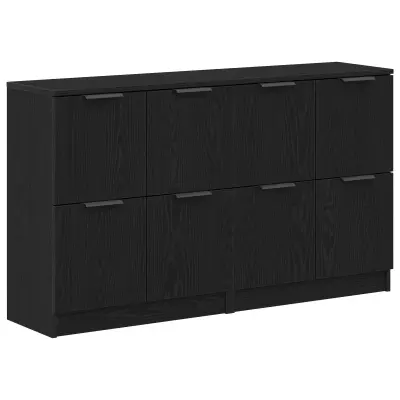 vidaXL Strani šal 2 pcs Črna Orehovina 60 x 30 x 70 cm Konstruiran les