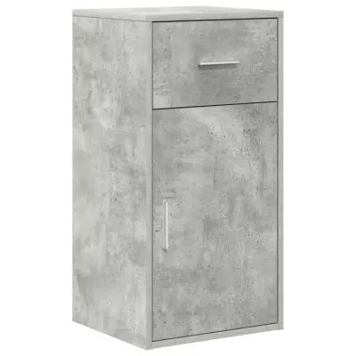 vidaXL Strani šal s predalom Betonsko siva 38 x 34 x 75 cm