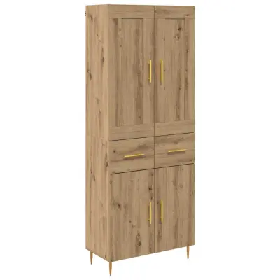 vidaXL Visok predalnik Umetni hrast 69,5 x 34 x 180 cm Konstruiran les