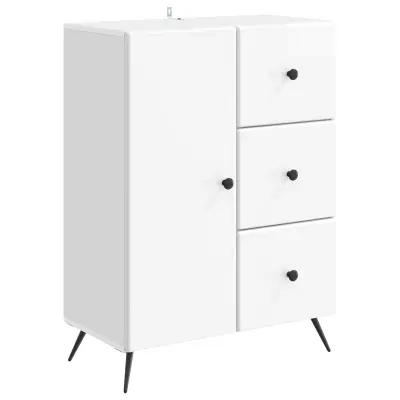 vidaXL Strani šal Bela visok sijaj 66 x 34,5 x 90 cm Inženirski les