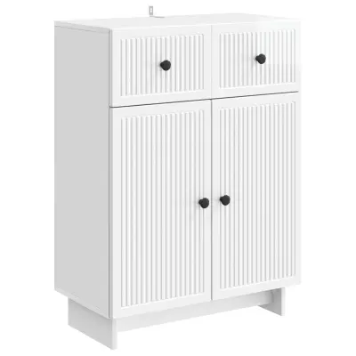vidaXL Strani šal Bela visok sijaj 66 x 34,5 x 90 cm Inženirski les