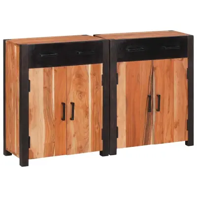 vidaXL Strani šal 2 pcs Rjava 110 x 30 x 75 cm Masiven les akacije