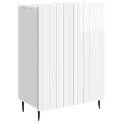 vidaXL Strani šal Bela visok sijaj 66 x 34,5 x 92 cm Inženirski les