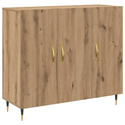 vidaXL Strani šal Umetni hrast 90 x 34 x 80 cm Konstruiran les