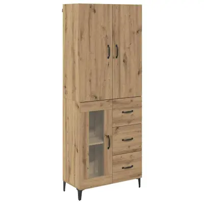 vidaXL Visok predalnik Umetni hrast 69,5 x 34 x 180 cm Konstruiran les