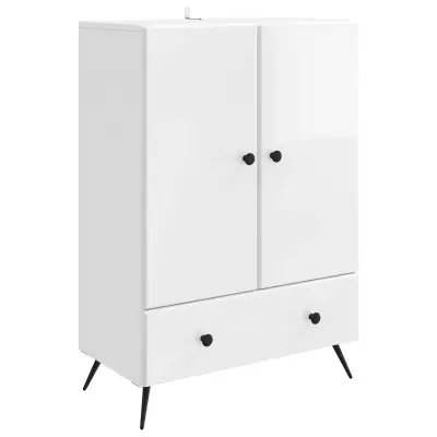 vidaXL Strani šal Bela visok sijaj 66 x 34,5 x 95 cm Inženirski les