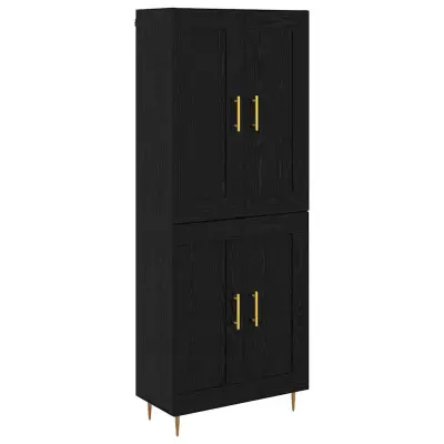 vidaXL Visok predalnik Črna Orehovina 69,5 x 34 x 180 cm