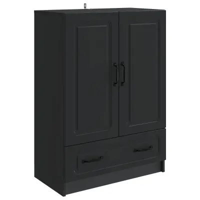 vidaXL Strani šal s predalom Črna 66 x 34,5 x 92 cm Inženirski les