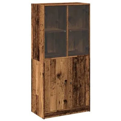 vidaXL Visoka omara z vrati starinski les 68x37x142 cm inženirski les