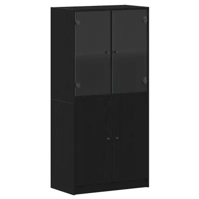 vidaXL Visok predalnik Črna Orehovina 68 x 37 x 142 cm