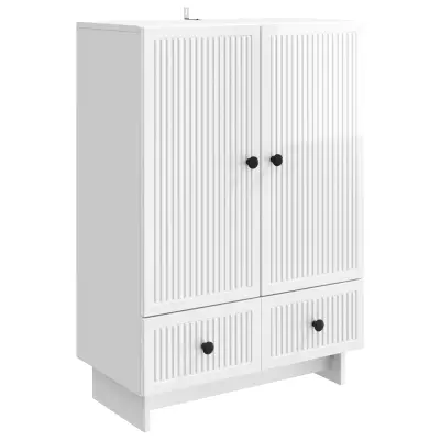 vidaXL Strani šal Visok Sijaj Bel 66 x 34,5 x 95 cm