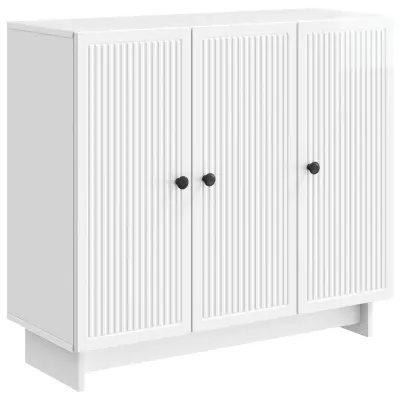 vidaXL Strani šal Bela visok sijaj 89 x 34,5 x 80 cm Inženirski les