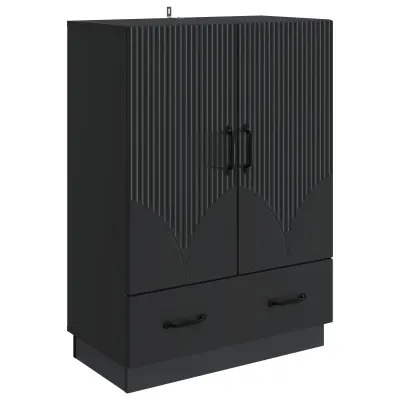 vidaXL Strani šal s predalom Črna 66 x 34,5 x 92 cm Inženirski les