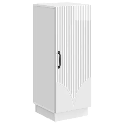 vidaXL Strani šal Bela visok sijaj 33 x 34,5 x 87 cm Inženirski les