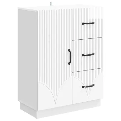 vidaXL Strani šal Bela visok sijaj 66 x 34,5 x 87 cm Inženirski les