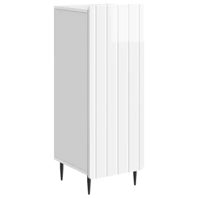 vidaXL Strani šal Bela visok sijaj 34,5 x 33 x 92 cm Inženirski les