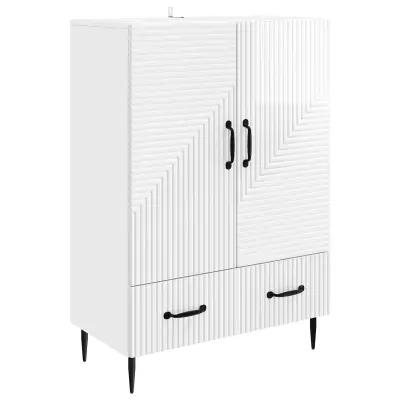 vidaXL Strani šal Bela visok sijaj 66 x 34,5 x 95 cm Inženirski les