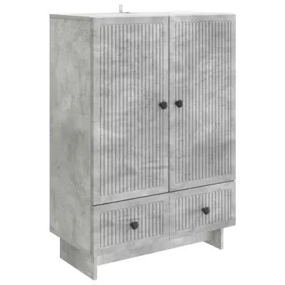 vidaXL Strani šal Beton Siva 66 x 34,5 x 95 cm Konstruirano leseno