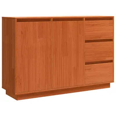 vidaXL Strani šal Rjav hrast 111 x 34 x 75 cm Masivno borovo les