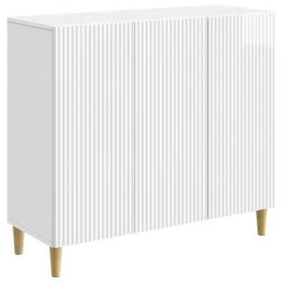 vidaXL Strani šal Bela visok sijaj 89 x 34,5 x 80 cm Inženirski les
