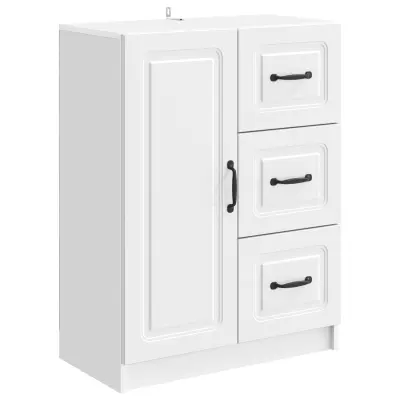vidaXL Strani šal Bela visok sijaj 66 x 34,5 x 87 cm Inženirski les