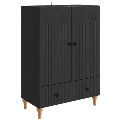 vidaXL Strani šal s predalom Črna 66 x 34,5 x 95 cm Inženirski les