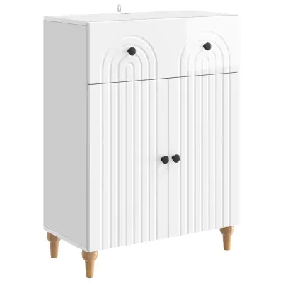 vidaXL Strani šal Bela visok sijaj 66 x 34,5 x 90 cm Inženirski les