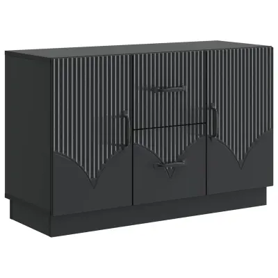 vidaXL Strani šal s predalom Črna 89 x 34,5 x 57 cm Inženirski les