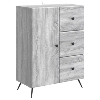vidaXL Strani šal Siva Sonoma 66 x 34,5 x 90 cm Inženirski les