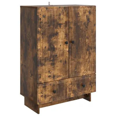 vidaXL Strani šal Dimljeni Hrast 66 x 34,5 x 95 cm Konstruirano leseno