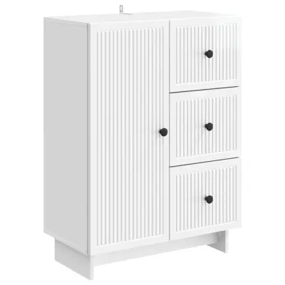 vidaXL Strani šal Bela visok sijaj 66 x 34,5 x 90 cm Inženirski les