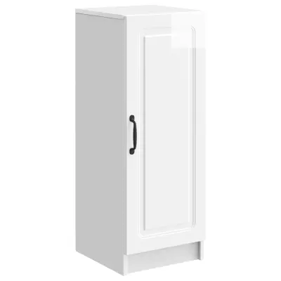 vidaXL Strani šal Bela visok sijaj 33 x 34,5 x 87 cm Inženirski les