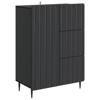 vidaXL Strani šal s predalom Črna 66 x 34,5 x 91,5 cm Inženirski les