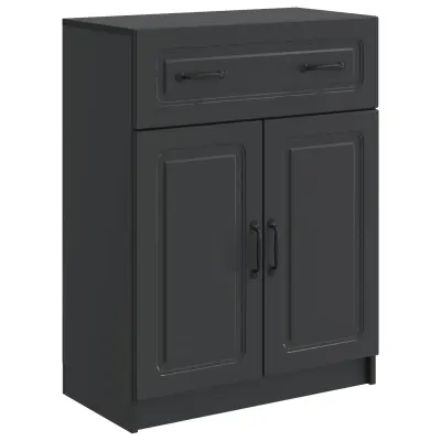 vidaXL Strani šal s predalom Črna 66 x 34,5 x 87 cm Inženirski les