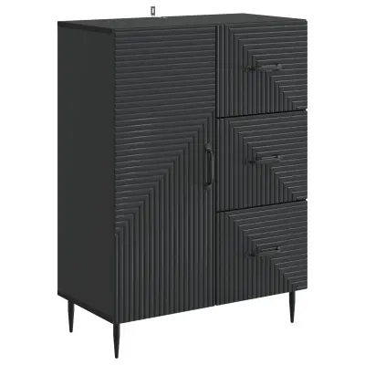 vidaXL Strani šal s predalom Črna 66 x 34,5 x 89,5 cm Inženirski les