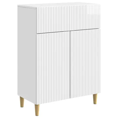 vidaXL Strani šal Bela visok sijaj 66 x 34,5 x 90 cm Inženirski les