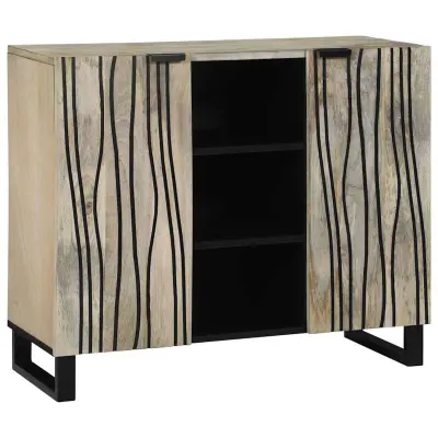 vidaXL Stranska omara Bela 90 x 33 x 75 cm trden mangov les
