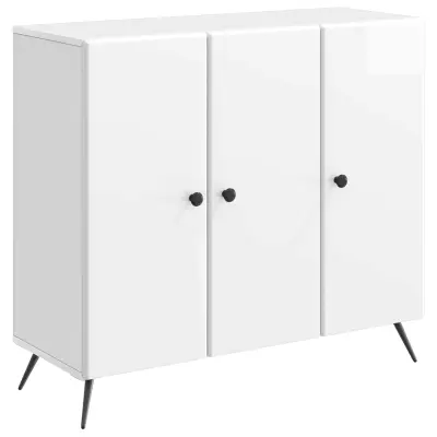 vidaXL Strani šal Bela visok sijaj 89 x 34,5 x 80 cm Inženirski les