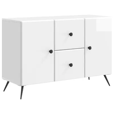 vidaXL Strani šal Bela visok sijaj 89 x 34,5 x 60 cm Inženirski les